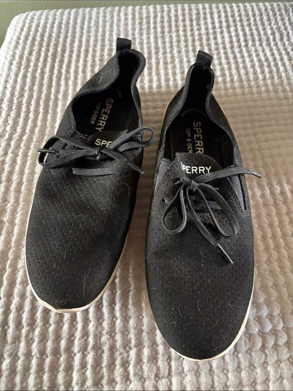Sperry Men’s Black Perforated Lace-Up Boat Shoes